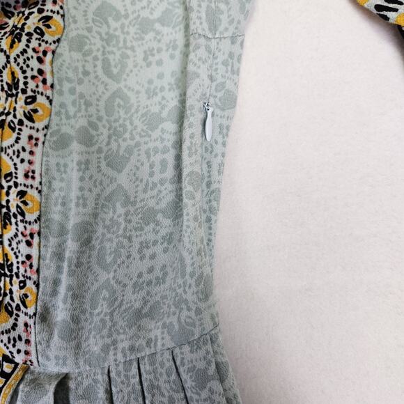 Free People Tegan Border Boho Mini Dress Floral Tunic Flowy Fairy Pockets Blue 4 - Picture 10 of 16